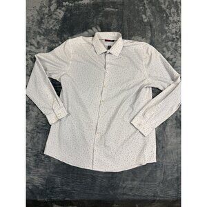 J.Ferrar Slim Fit  Button-Up Dress Shirt Polka Dot Design Size 16-16.5 34-35